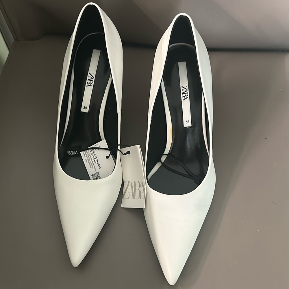 Zara stiletto heels white